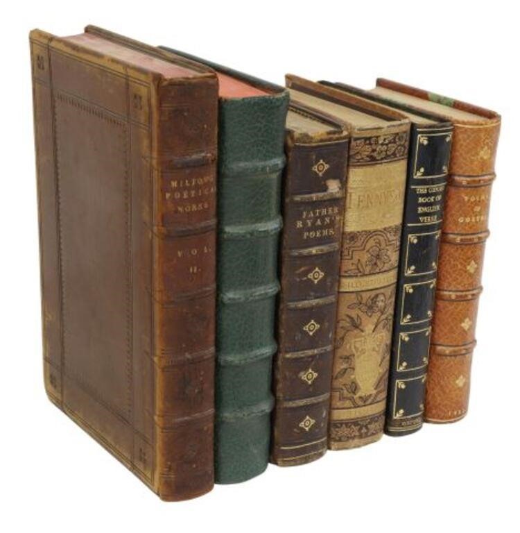 Appraisal: lot of Poetry books many with leather bindings raised band