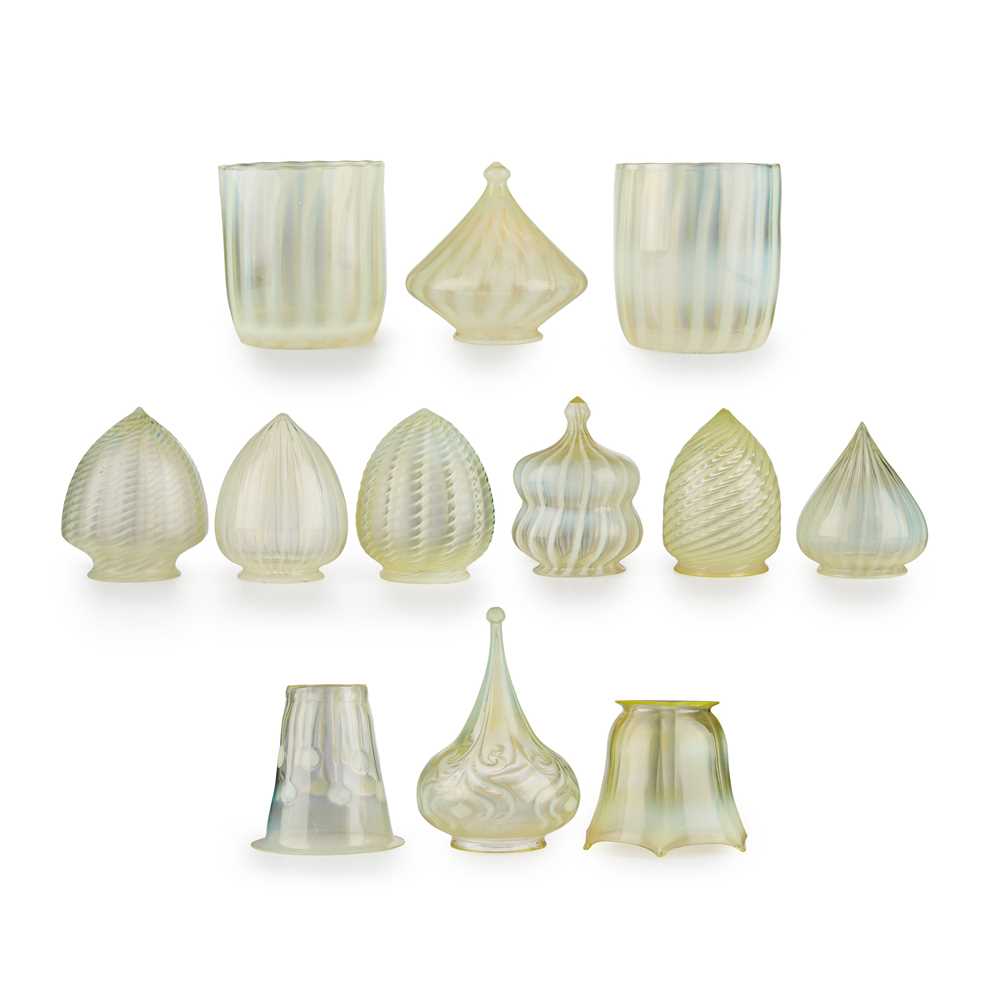 Appraisal: JAMES POWELL SONS WHITEFRIARS GROUP OF SHADES CIRCA opalescent glass