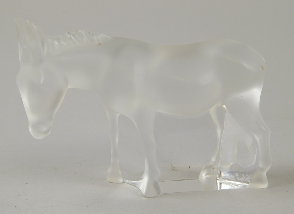 Appraisal: A modern Lalique France frosted glass figure of a donkey