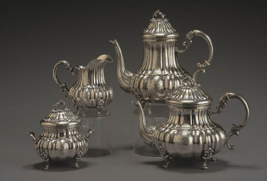 Appraisal: Lot Property of Various Owners Continental Rococo Style Silver Four-Piece