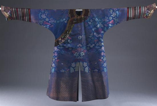 Appraisal: CHINESE BLUE GAUZE SILK ROBE Early th century - in