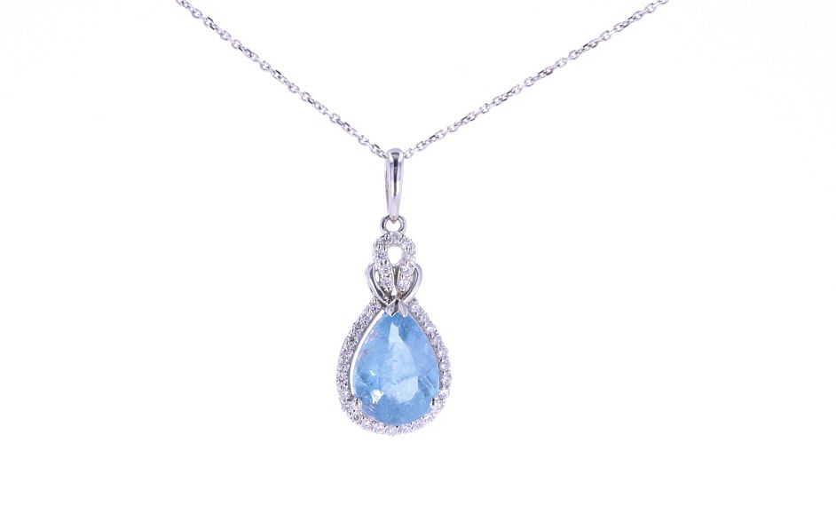 Appraisal: Aquamarine Diamond k White Gold Necklace Featured in this lot