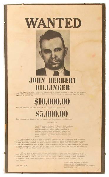 Appraisal: DILLINGER JOHN - items Printed document pp recto and verso