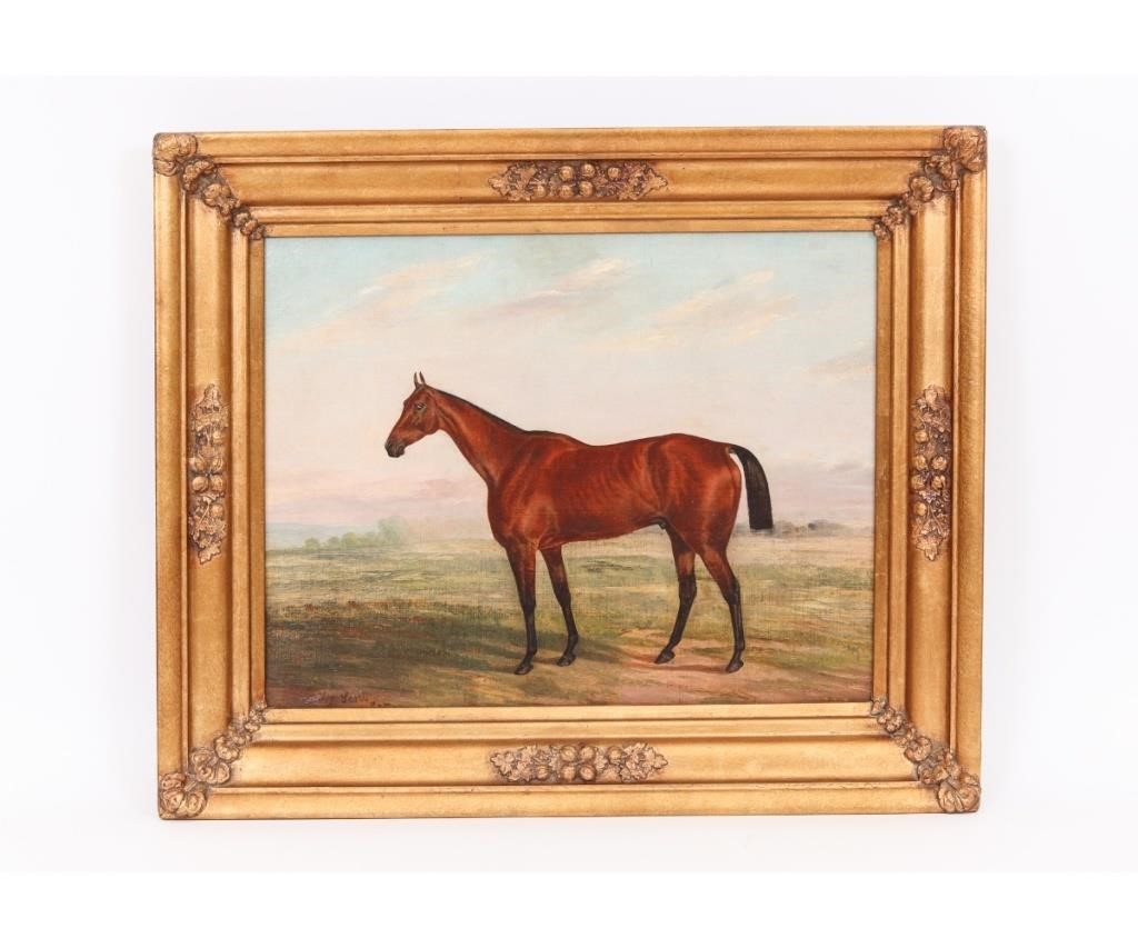 Appraisal: Oil on canvas laid down on board of equine hunter