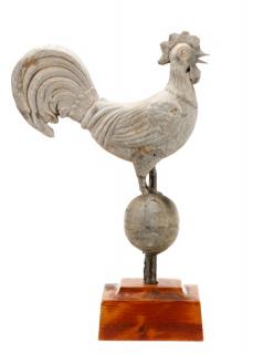 Appraisal: French Cast Zinc Rooster Weathervane on Base Continental likely French