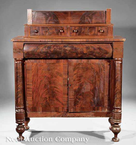 Appraisal: An American Mahogany Gentleman's Dressing Chest c galleried superstructure over