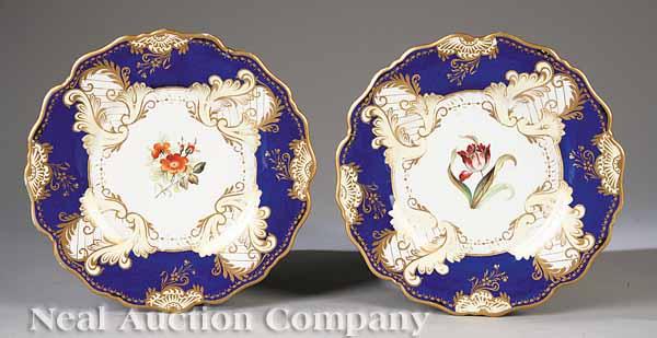 Appraisal: A Pair of Antique English Porcelain Plates cobalt yellow and