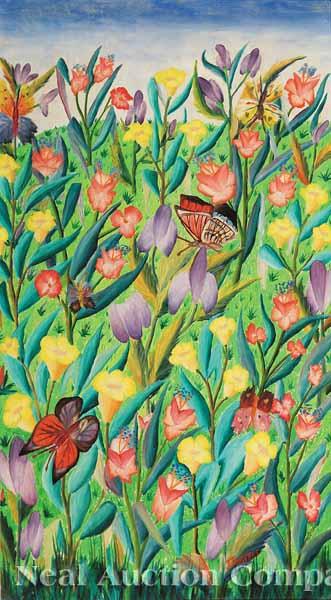 Appraisal: Joseph Jean Gilles Haitian th c The Butterfly Garden oil