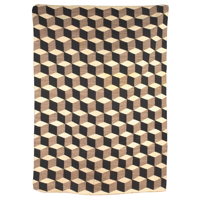 Appraisal: Navajo rug c geometric patternin brown gray and cream minor