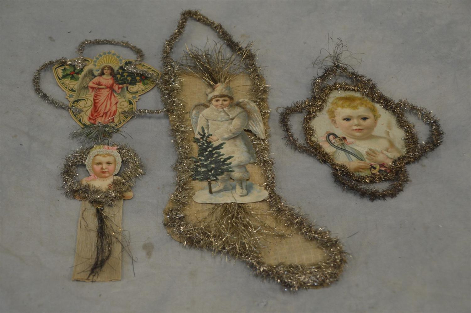 Appraisal: Vintage scrap Christmas ornaments children angel RCA LLC