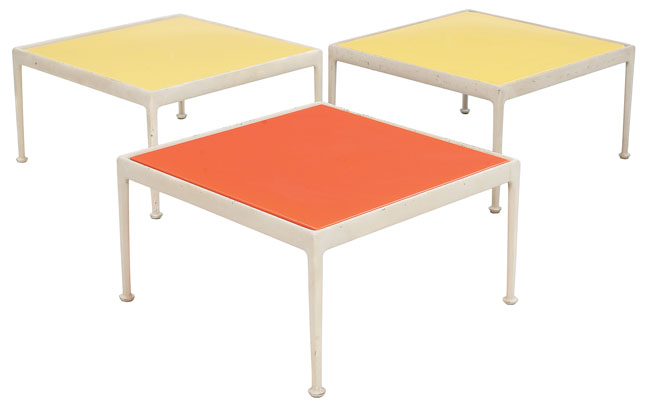 Appraisal: Richard Schultz outdoor occasional tables three by Knoll white coated