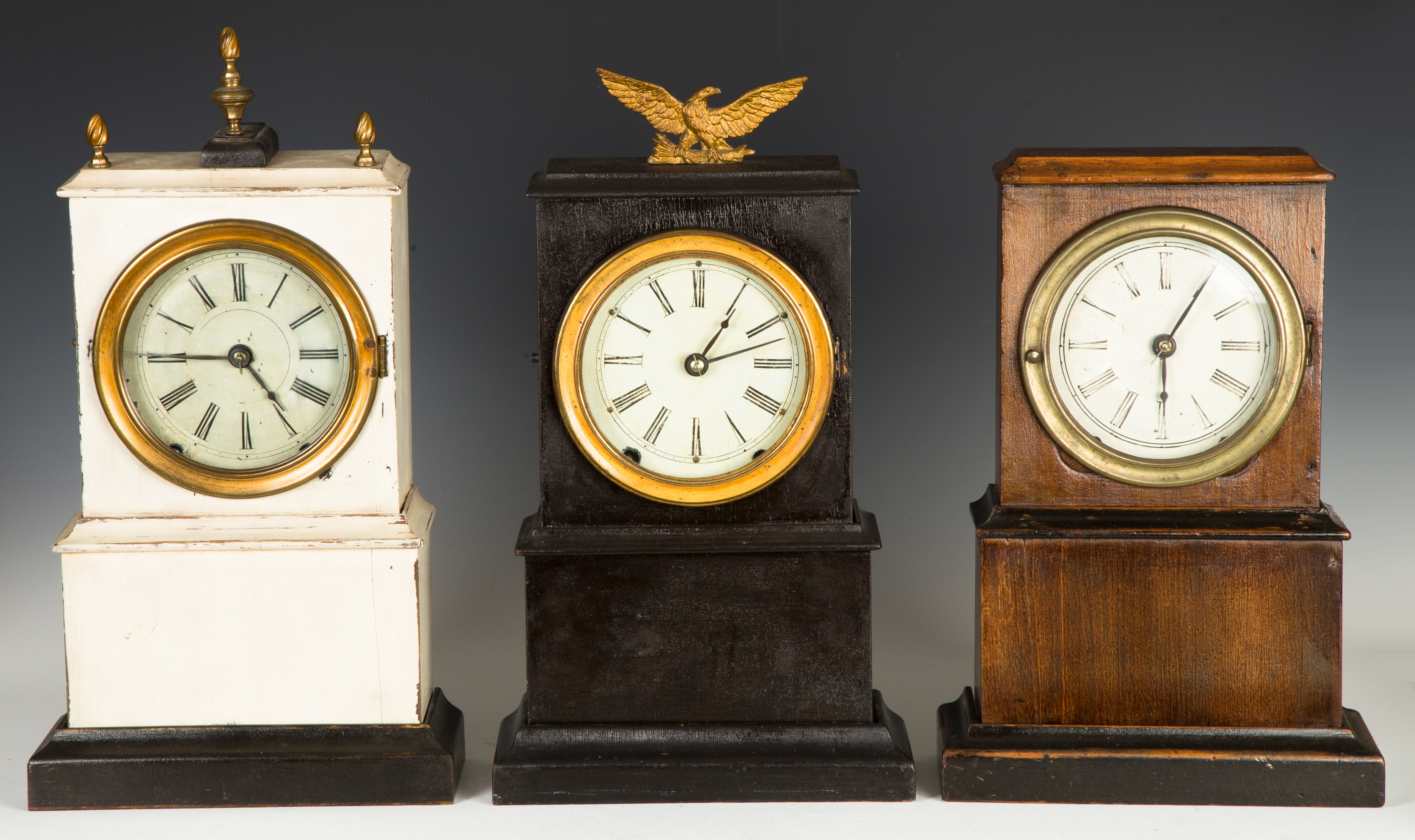 Appraisal: Three Sperry Shaw Shelf Clocks L Painted case Original dial