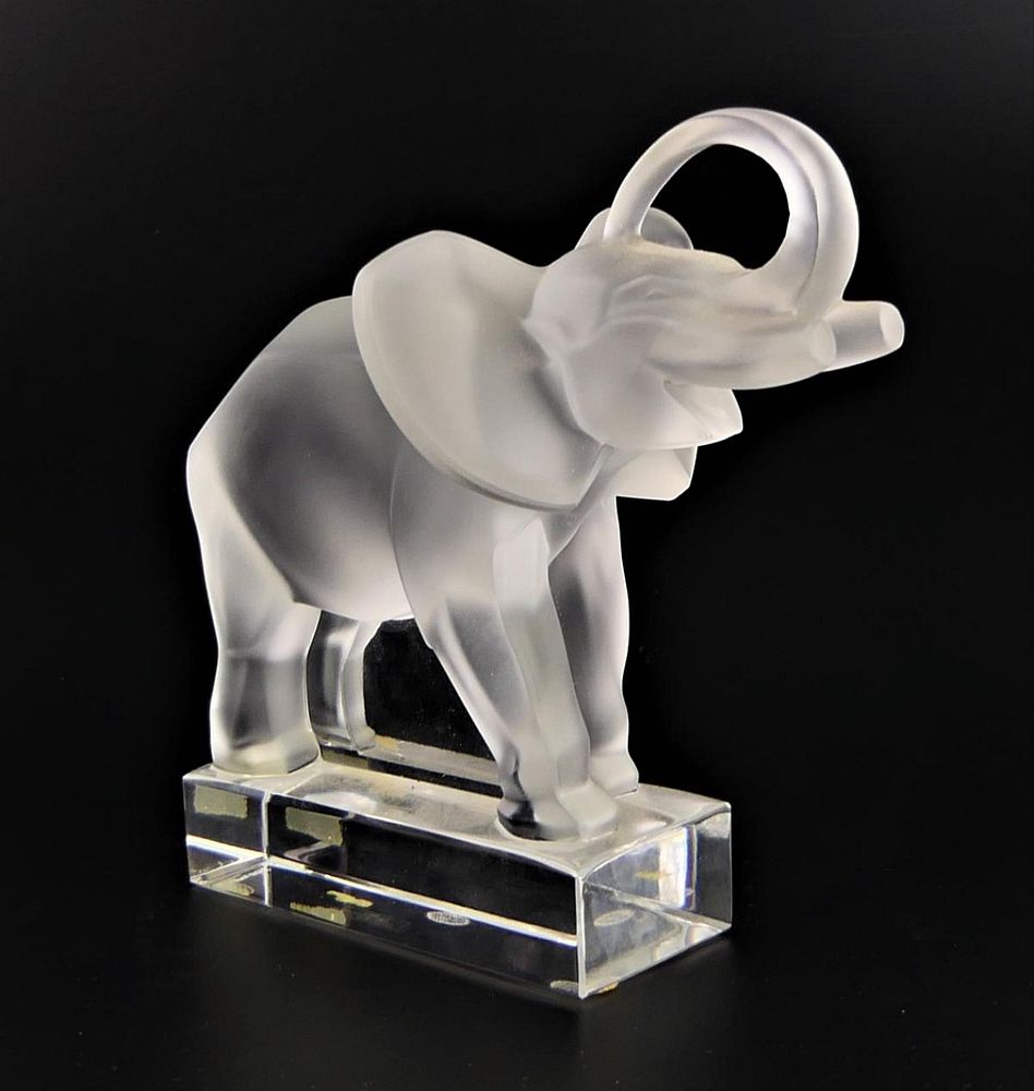 Appraisal: LALIQUE FRENCH CRYSTAL ELEPHANT FIGURE Lalique France frosted crystal figure