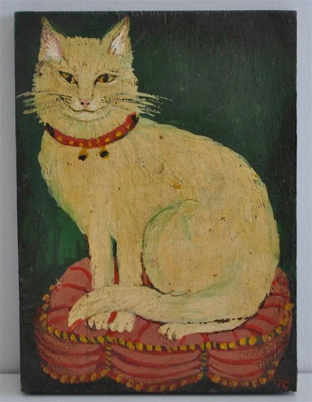 Appraisal: FOLK ART HAPPY CAT - G PUGLIESE Vintage original American