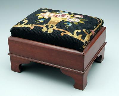 Appraisal: Needlework upholstered stool cherry frame th century x x in