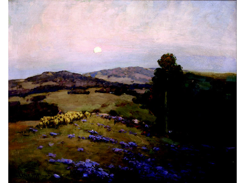 Appraisal: EDWARD SMITH LESLIE AMERICAN - California landscape with shepherdess and