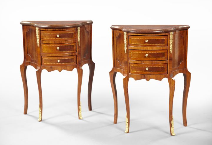 Appraisal: Pair of Transitional Louis XV into Louis XVI-Style Commodes constructed