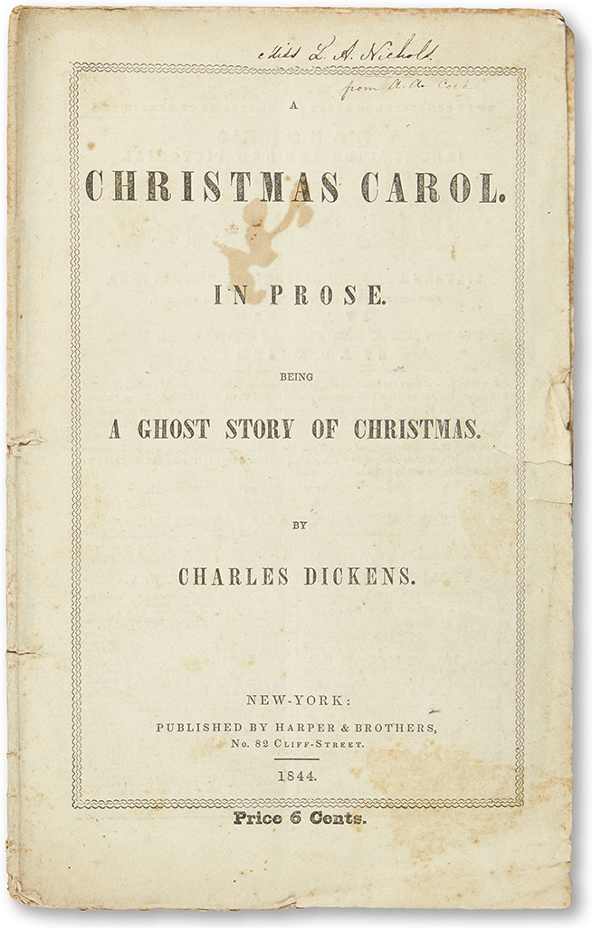 Appraisal: DICKENS CHARLES A Christmas Carol In Prose Being a Ghost