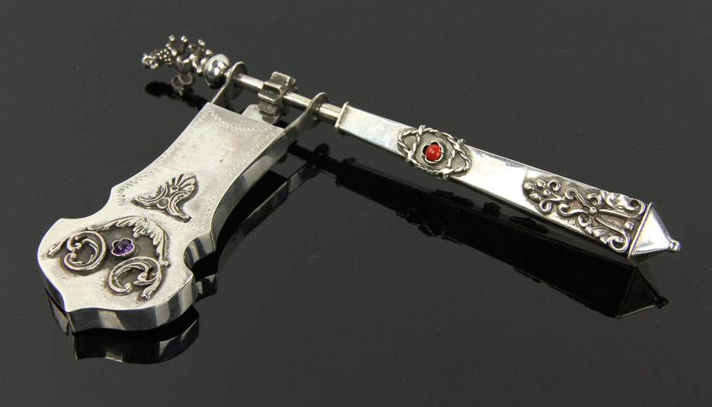 Appraisal: - Russian Judaica Silver Grogger Russian Judaica grogger silver with