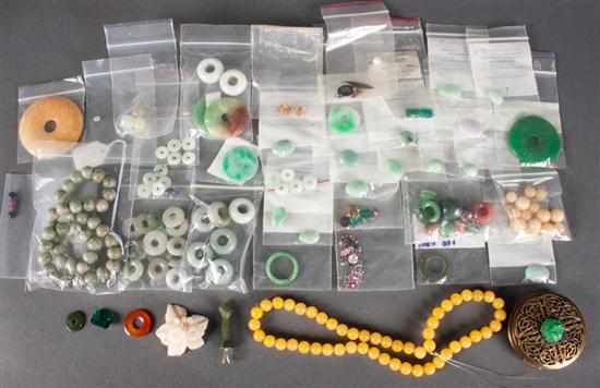 Appraisal: Large assortment of oriental jade and hardstone beads and trinkets