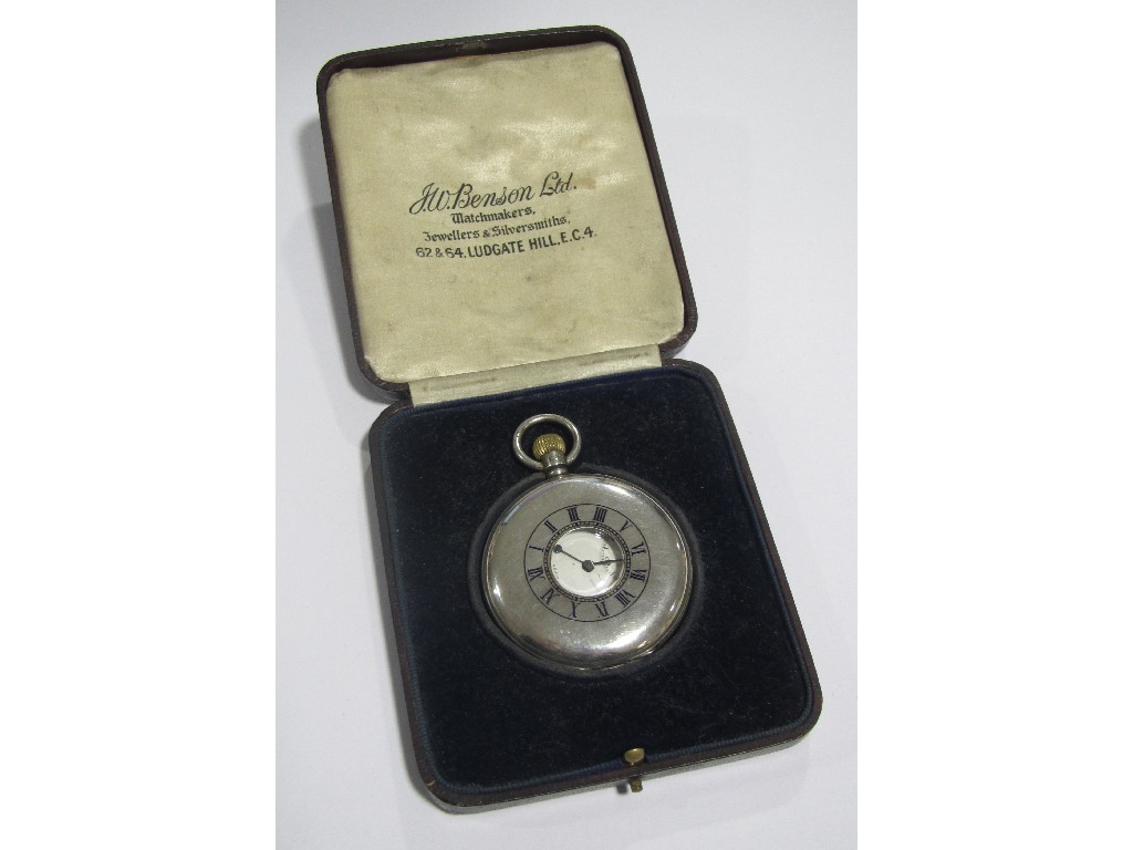 Appraisal: Boxed silver half hunter pocket watch by J W Benson