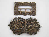 Appraisal: A late Victorian silver two piece belt buckle with scene