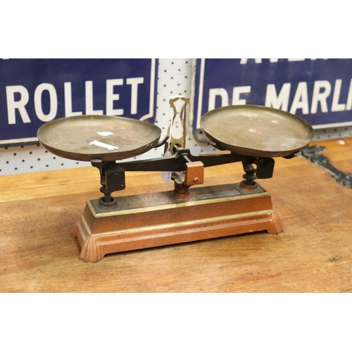 Appraisal: Set of antique French weighing scales with brass pans approx