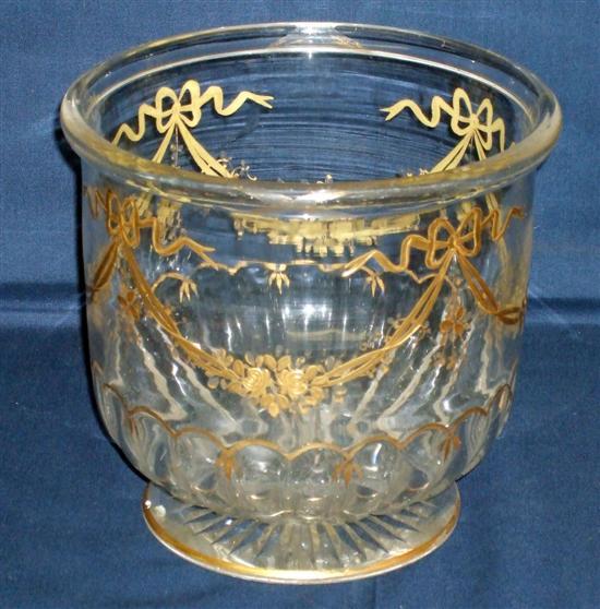 Appraisal: French cut glass ice bucket with gilt floral swags and