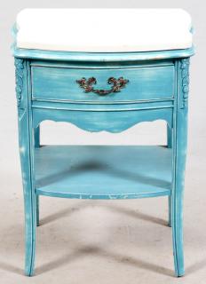 Appraisal: MARBLE TOP PAINTED WOOD NIGHTSTAND MARBLE TOP PAINTED WOOD NIGHTSTAND