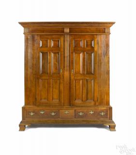 Appraisal: Pennsylvania walnut schrank late th c with a Greek key