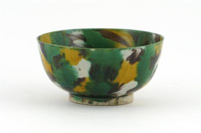 Appraisal: A Chinese brinjal bowl decorated with green yellow and aubergine