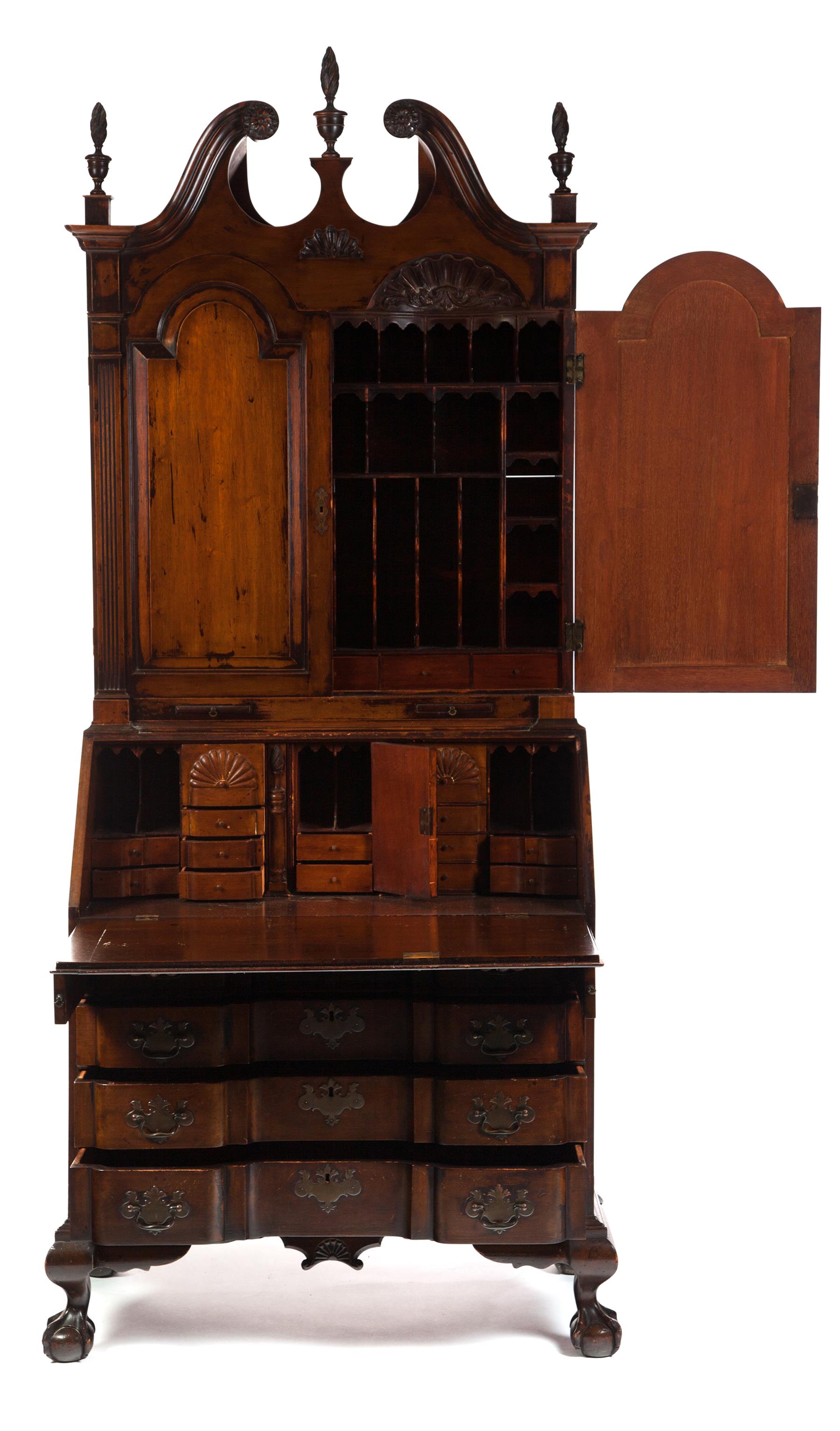 Appraisal: AMERICAN CHIPPENDALE-STYLE SECRETARY Third quarter- th century mahogany and pine