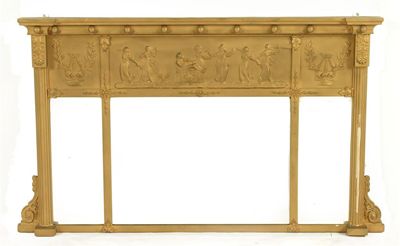 Appraisal: A Victorian overmantel mirror later gilded the triple bevelled plates