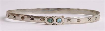 Appraisal: NAVAJO SILVER AND TURQUOISE HAT BAND in diam