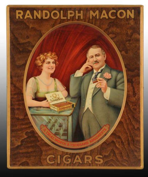 Appraisal: Tin Randolph Macon Cigars Self-Framed Sign Description to Very clean