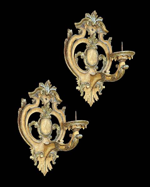 Appraisal: A good pair of Italian Baroque parcel gilt ochre painted