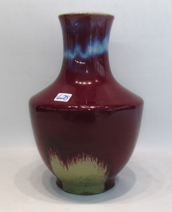 Appraisal: CHINESE SANG DE BOEUF OXBLOOD FLAMBE GLAZE PORCELAIN VASE a