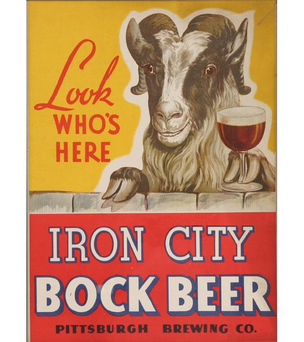 Appraisal: Iron City Bock Beer Pittsburgh Brewing Co vintage cardboard advertising