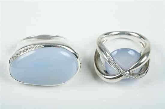 Appraisal: SIGNED IPPOLITA STERLING SILVER DIAMOND AND BLUE CHALCEDONY AND DIAMOND