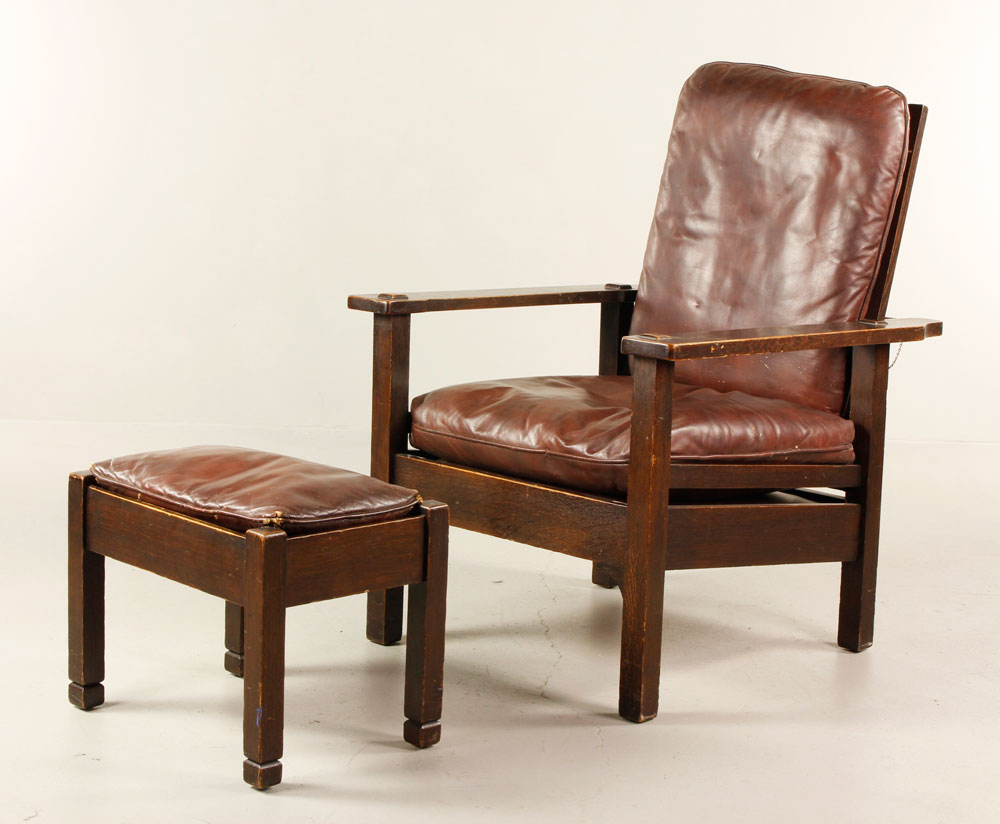 Appraisal: - Mission Oak Morris Chair Mission oak Morris chair and