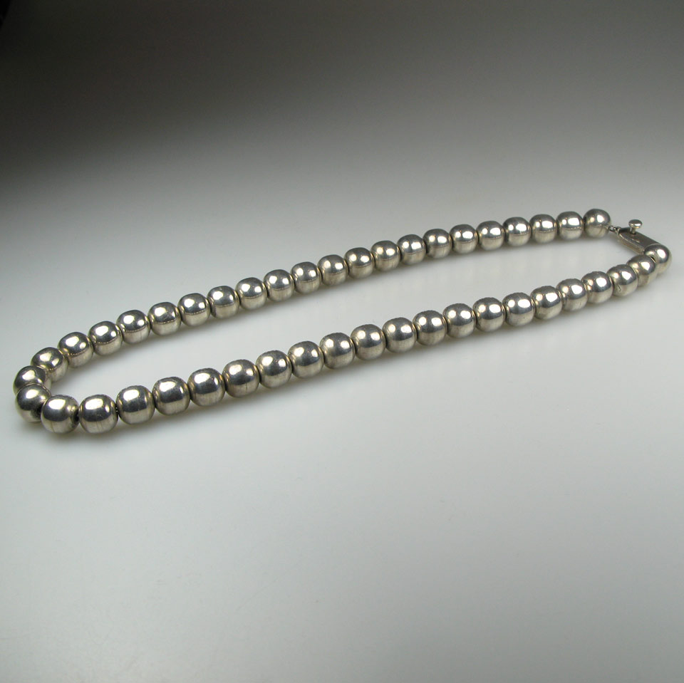 Appraisal: Mexican Sterling Silver Bead Necklace marked indistinctly Length - cm