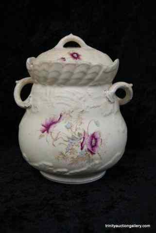 Appraisal: Antique Early 's English Pottery Biscuit JarFrom the estate is