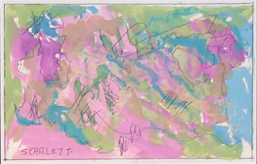 Appraisal: Abstract Expressionist Painting in Green Purple and black Scarlett Rolph