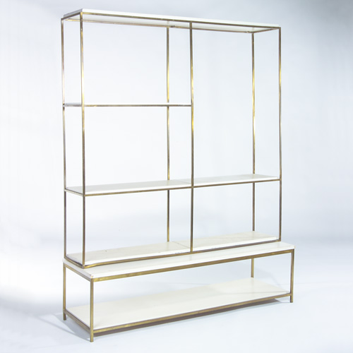 Appraisal: PAUL McCOBB Two-piece open shelving unit of brass rods with