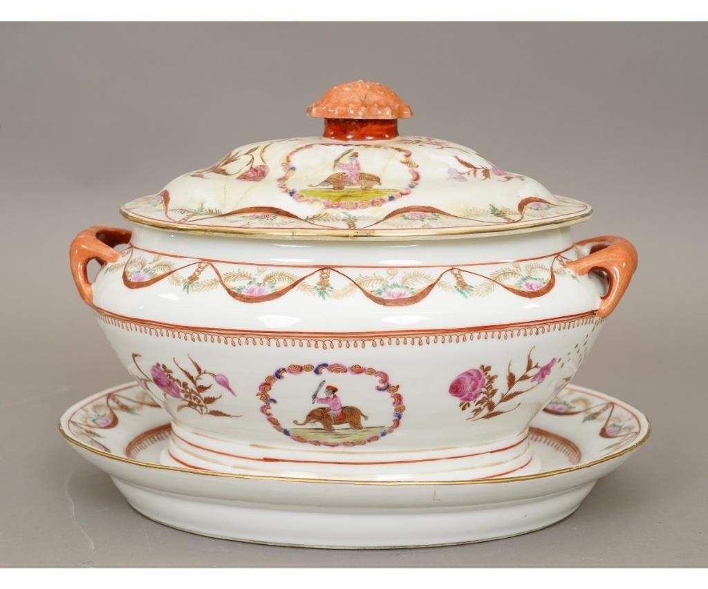 Appraisal: Chinese export porcelain covered tureen with under tray each decorated