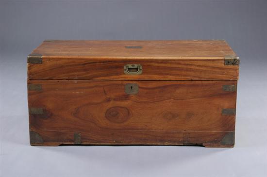 Appraisal: ANGLO-INDIAN CAMPAIGN STYLE TRUNK th century camphor wood later brass