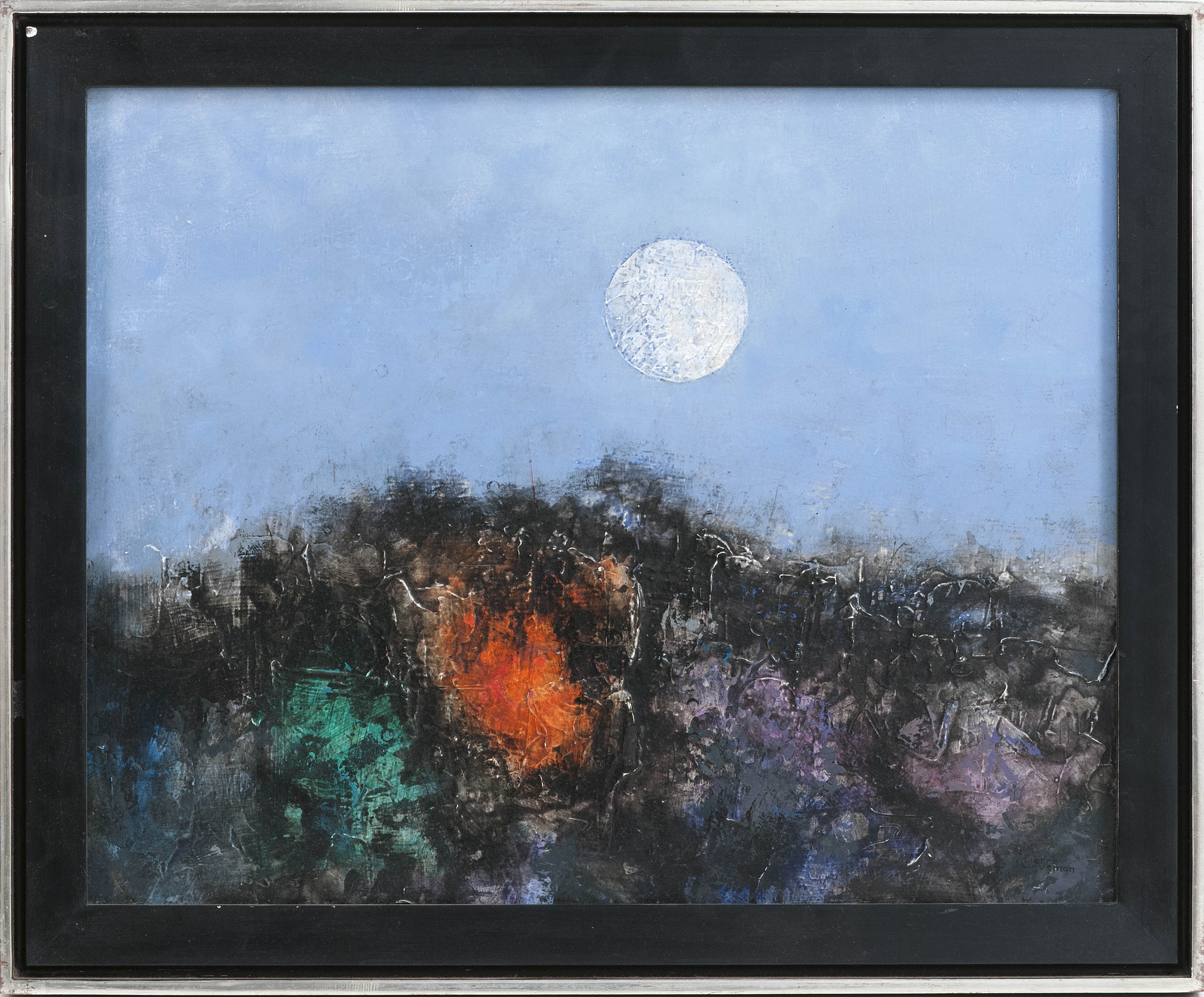 Appraisal: PIERRE JACQUEMONFrench American - Abstract landscape with moon Signed lower