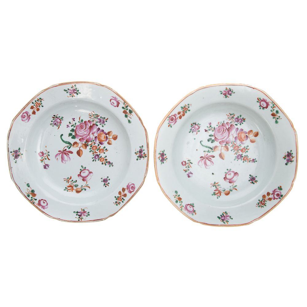 Appraisal: Pair Chinese Export Famille Rose Soup Plates circa probably for