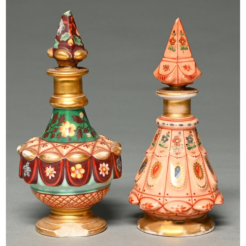 Appraisal: Two French or Bohemian porcelain scent bottles and stoppers c