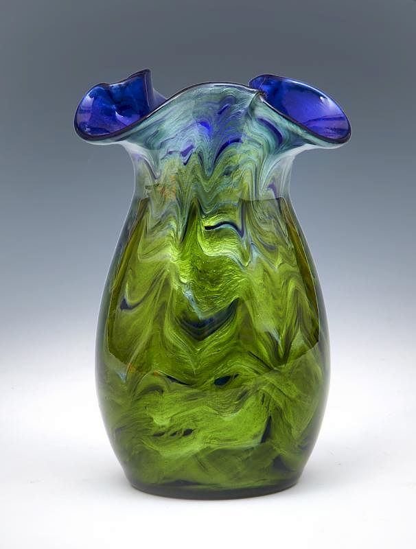 Appraisal: Loetz Titania art glass vase with ruffle rim Loetz Titania